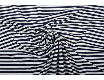 Viskose Jersey Streifen Marine Weiß