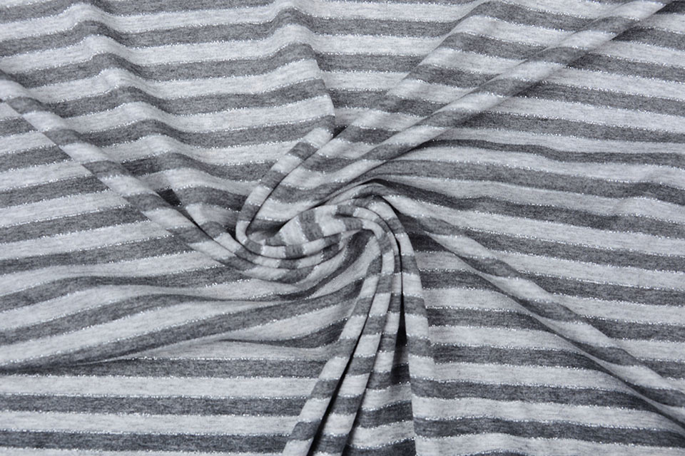 Viscose Jersey Strepen Licht Grijs Donker Grijs Glitter
