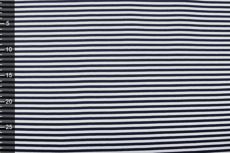 Viscose Jersey Strepen Marine Wit