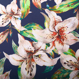 Digital Crepe Stretch Orchid Peach Navy