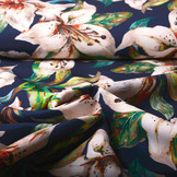 Digitaal Crepe Stretch Orchidee Perzik Marine