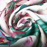 Digital Crepe Stretch Orchid Fuchsia White