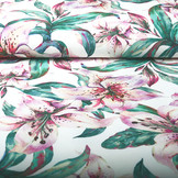 Digitaal Crepe Stretch Orchidee Fuchsia Wit