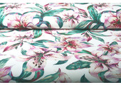 Digital Crepe Stretch Orchid Fuchsia White