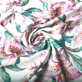 Digital Crepe Stretch Orchidee Fuchsia Weiß