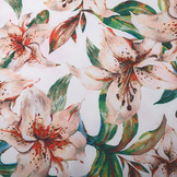 Digital Crepe Stretch Orchidee Pfirsich Weiß