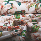 Digital Crepe Stretch Orchidee Pfirsich Weiß