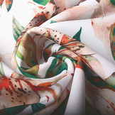 Digital Crepe Stretch Orchidee Pfirsich Weiß