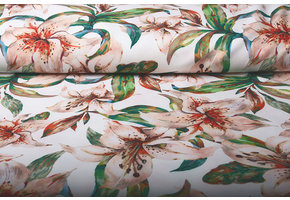 Digitaal Crepe Stretch Orchidee Perzik Wit