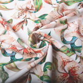 Digital Crepe Stretch Orchidee Pfirsich Weiß