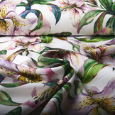 Digitaal Crepe Stretch Orchidee Lila Roze Wit