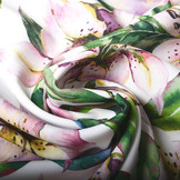 Digital Crepe Stretch Orchidee Flieder Rosa Weiß