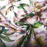 Digital Crepe Stretch Orchidee Flieder Rosa Weiß