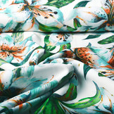 Digitaal Crepe Stretch Orchidee Mint Wit