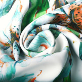 Digital Crepe Stretch Orchid Mint White