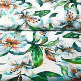 Digital Crepe Stretch Orchid Mint White