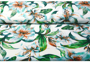 Digital Crepe Stretch Orchid Mint White