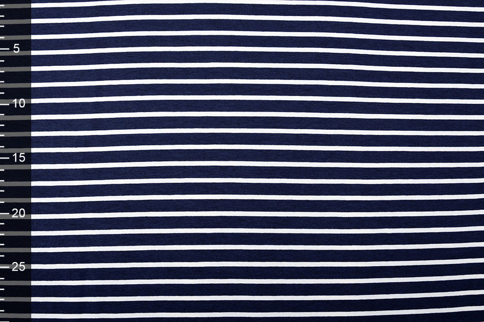 Viscose Jersey Brede Smalle Strepen Marine Wit