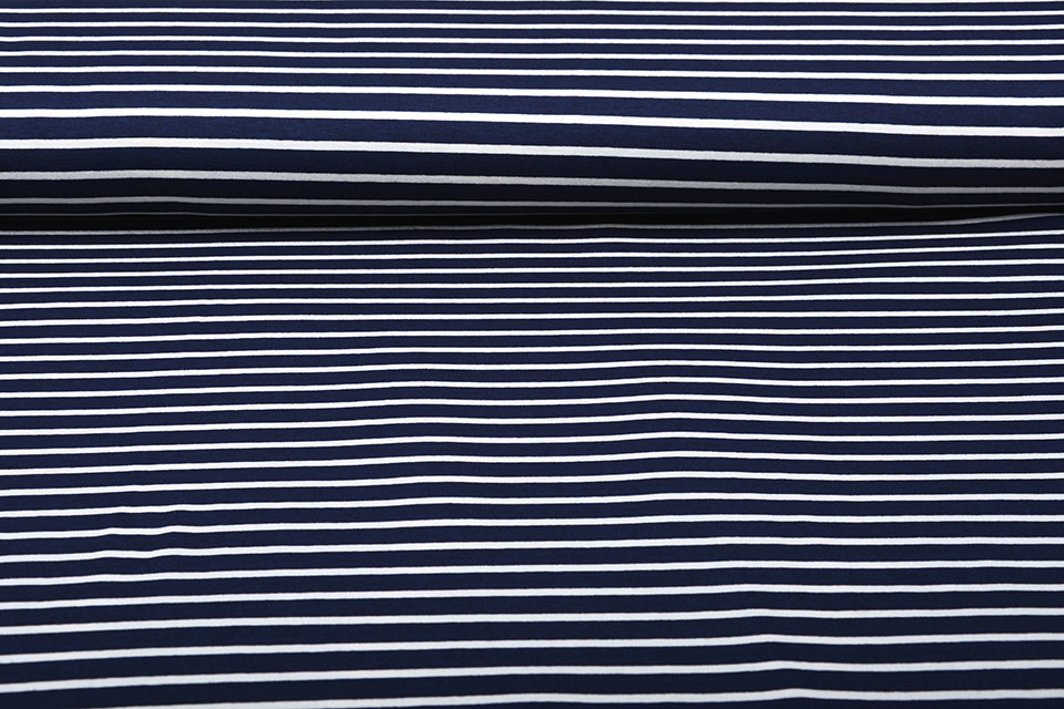 Viscose Jersey Brede Smalle Strepen Marine Wit