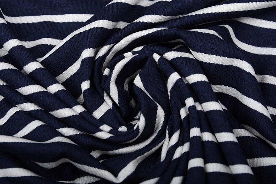 Viscose Jersey Brede Smalle Strepen Marine Wit