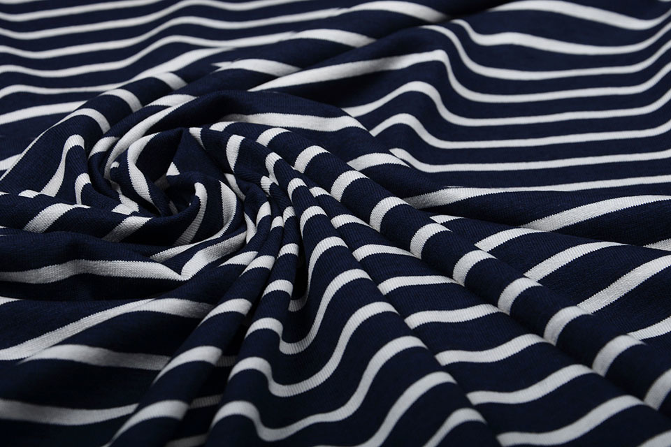 Viscose Jersey Brede Smalle Strepen Marine Wit