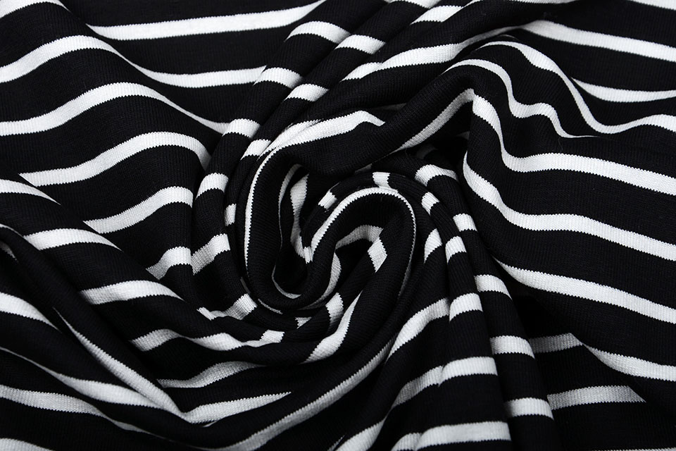 Viscose Jersey Brede Smalle Strepen Zwart Wit