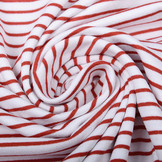 Viscose Jersey Smalle Strepen Rood Wit