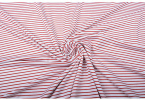 Viscose Jersey Narrow Stripes Red White