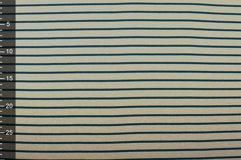 Viscose Jersey Wide Narrow Stripes Sand Petrol