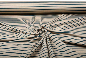 Viscose Jersey Wide  Narrow Stripes Sand Petrol