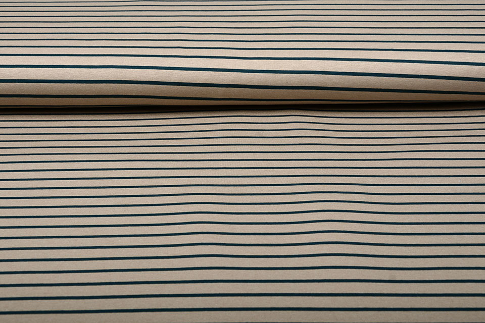 Viscose Jersey Wide Narrow Stripes Sand Petrol