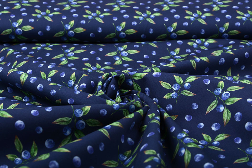 100% Katoen Blauwe Bessen Marine