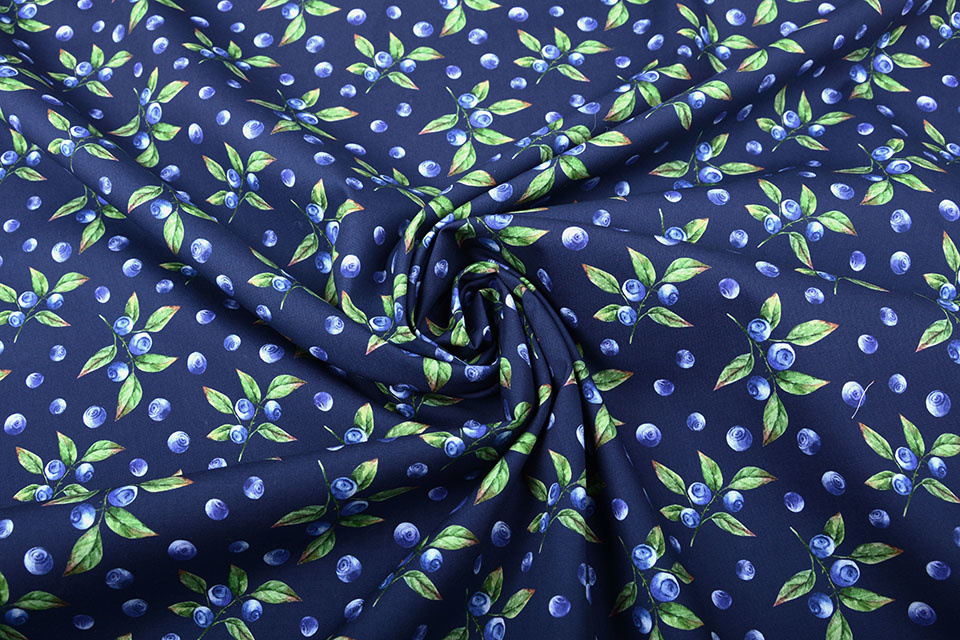 100% Katoen Blauwe Bessen Marine