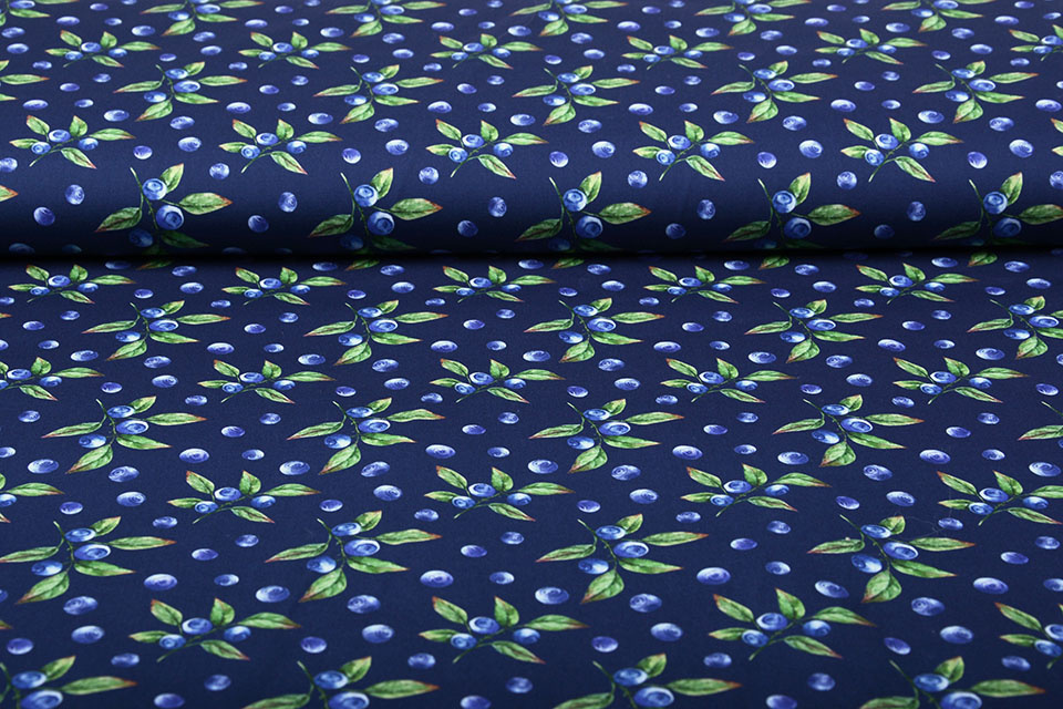 100% Katoen Blauwe Bessen Marine