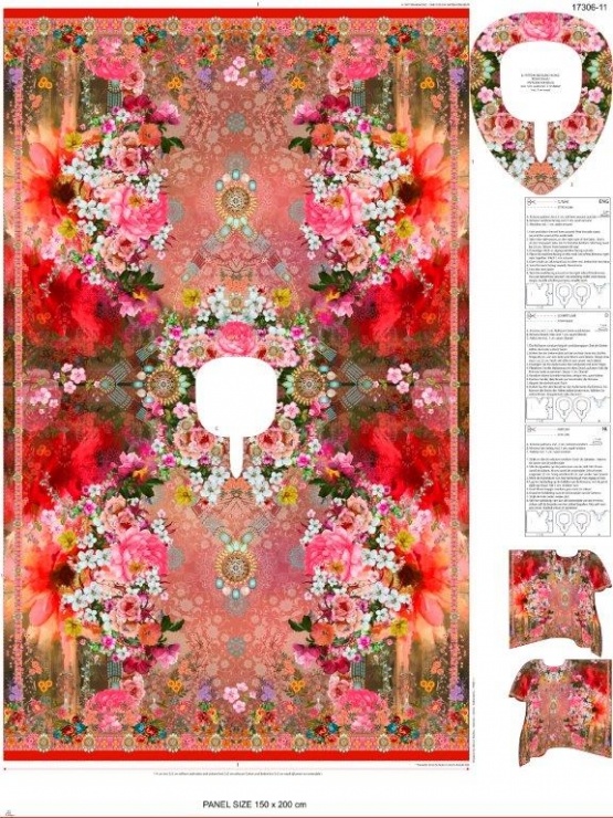 Digital Panel Ladies Kimono Flowers