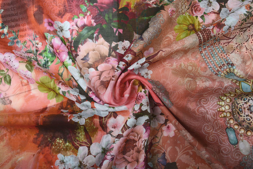 Digital Panel Ladies Kimono Flowers