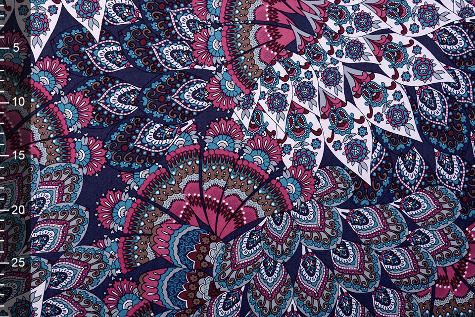 Lycra Bloemen Mandala Paars Multi