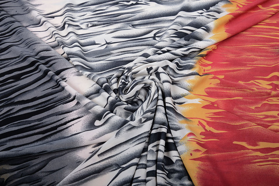 Lycra Flames Red Gray