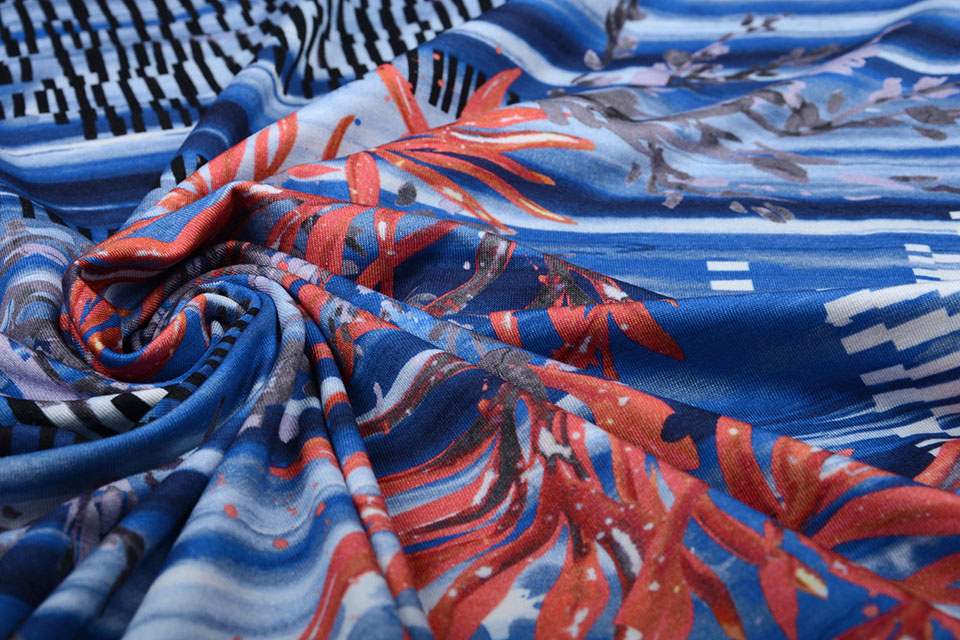 Lycra Barnett Blau Rot