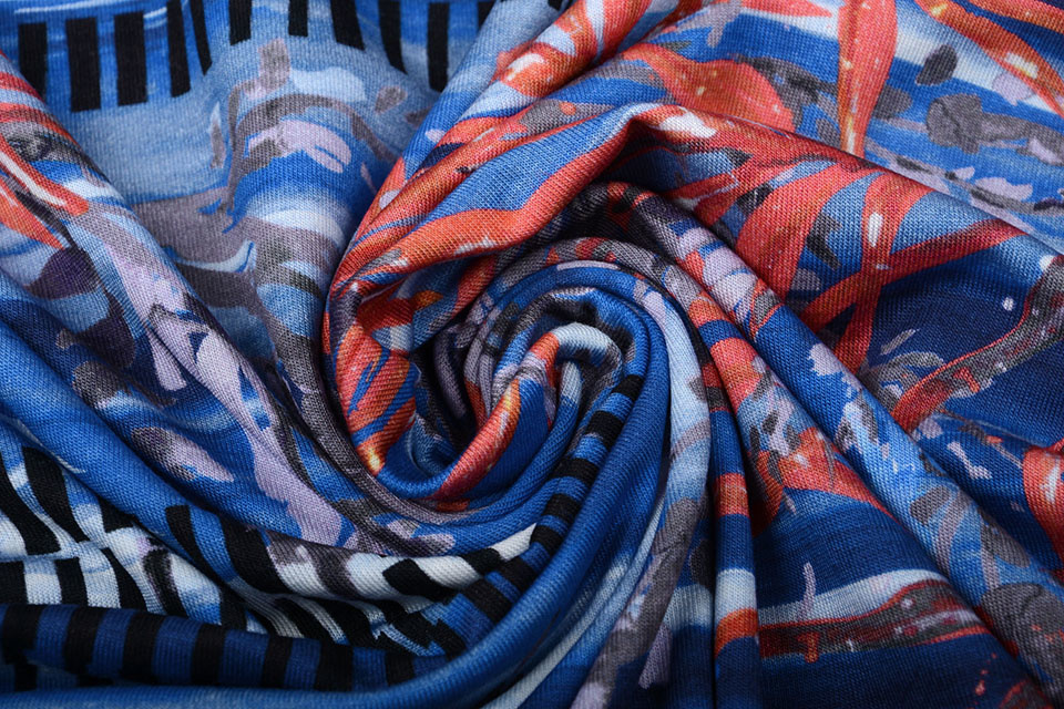 Lycra Barnett Blau Rot