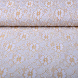 SpitzenStoff Fiori Weiß Gold