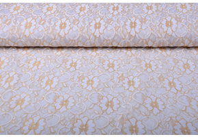 SpitzenStoff Fiori Weiß Gold