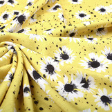 Crepe Jersey Stretch Daisies Yellow