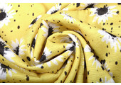 Crepe Jersey Stretch Daisies Yellow
