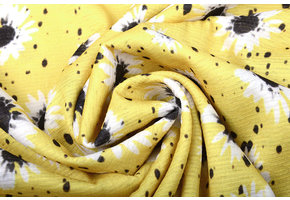 Crepe Jersey Stretch Daisies Yellow