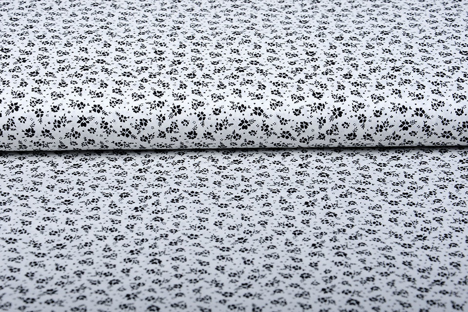 100% Cotton Primrose Black White