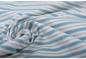 Stretch Baumwolle Streifen Blau Gold