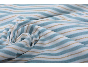 Stretch Baumwolle Streifen Blau Gold
