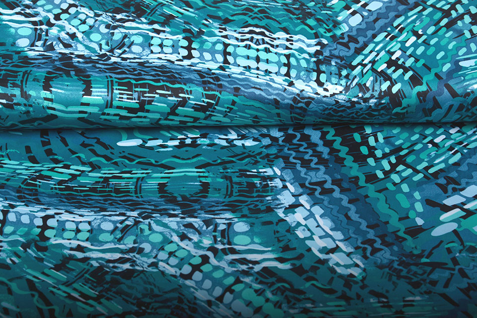 Stretch Satijn Bedrukt Multi color 3