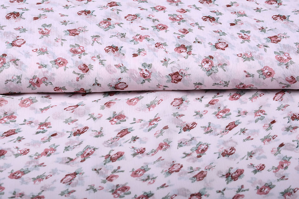 Chiffon Printed Pink Roses Pink